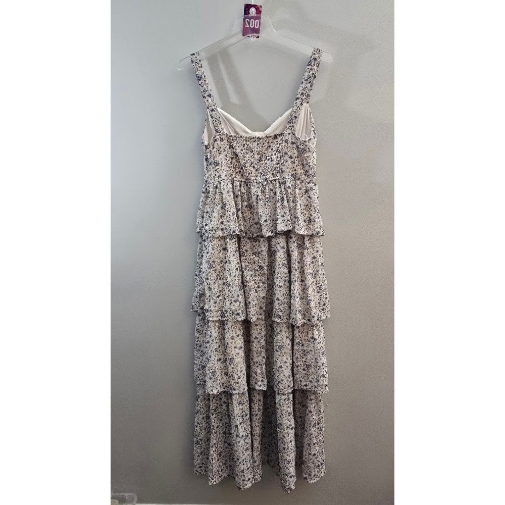 Altar'd State Womens Ellisha Maxi Dress Blue Floral Tiered Boho Cottagecore Sz M - Picture 2 of 4